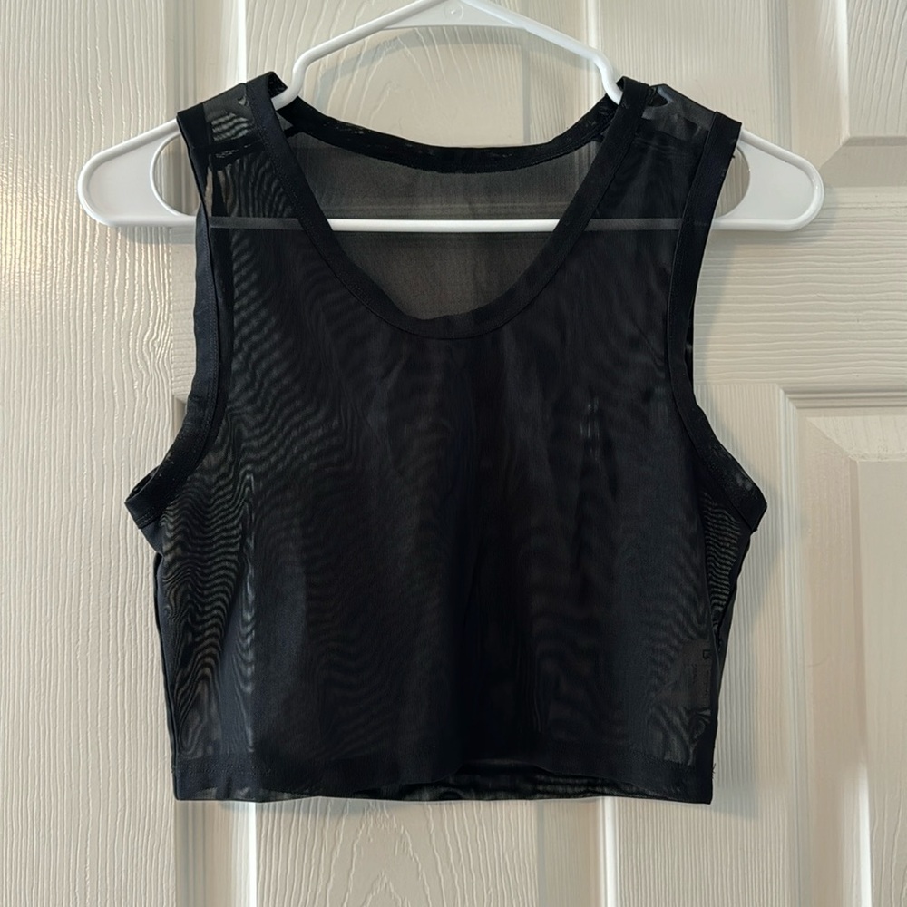 BuffBunny Collection Black Mesh Crop Top Fitness Apparel in Sz Small